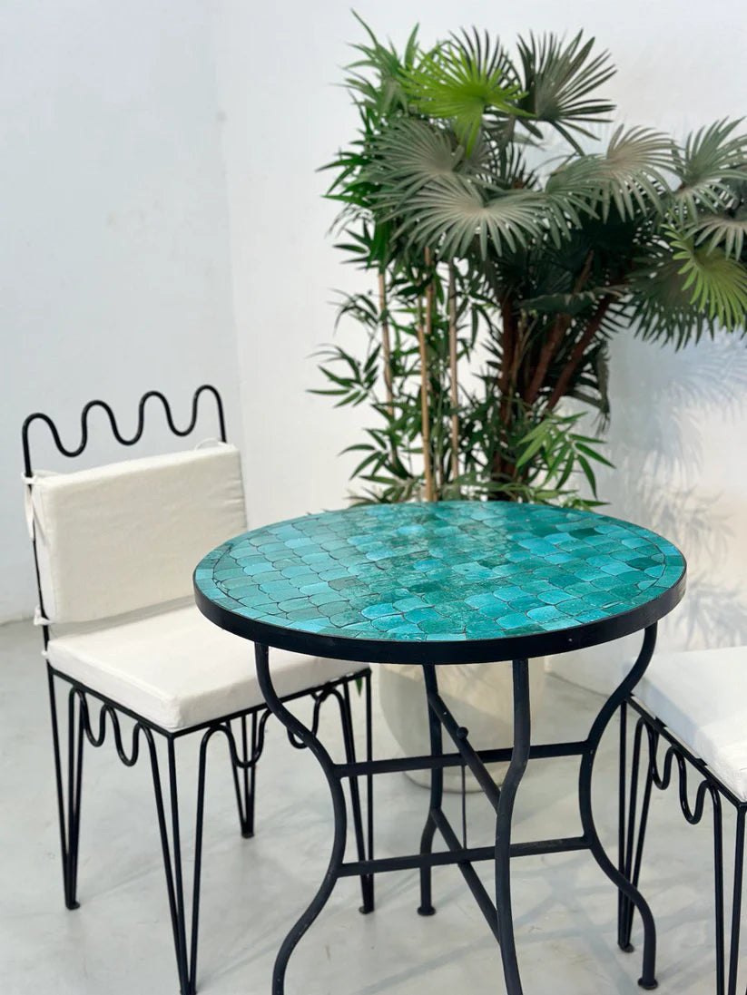 Moroccan Mystique Handcrafted Tile Table with Mermaid Patterns