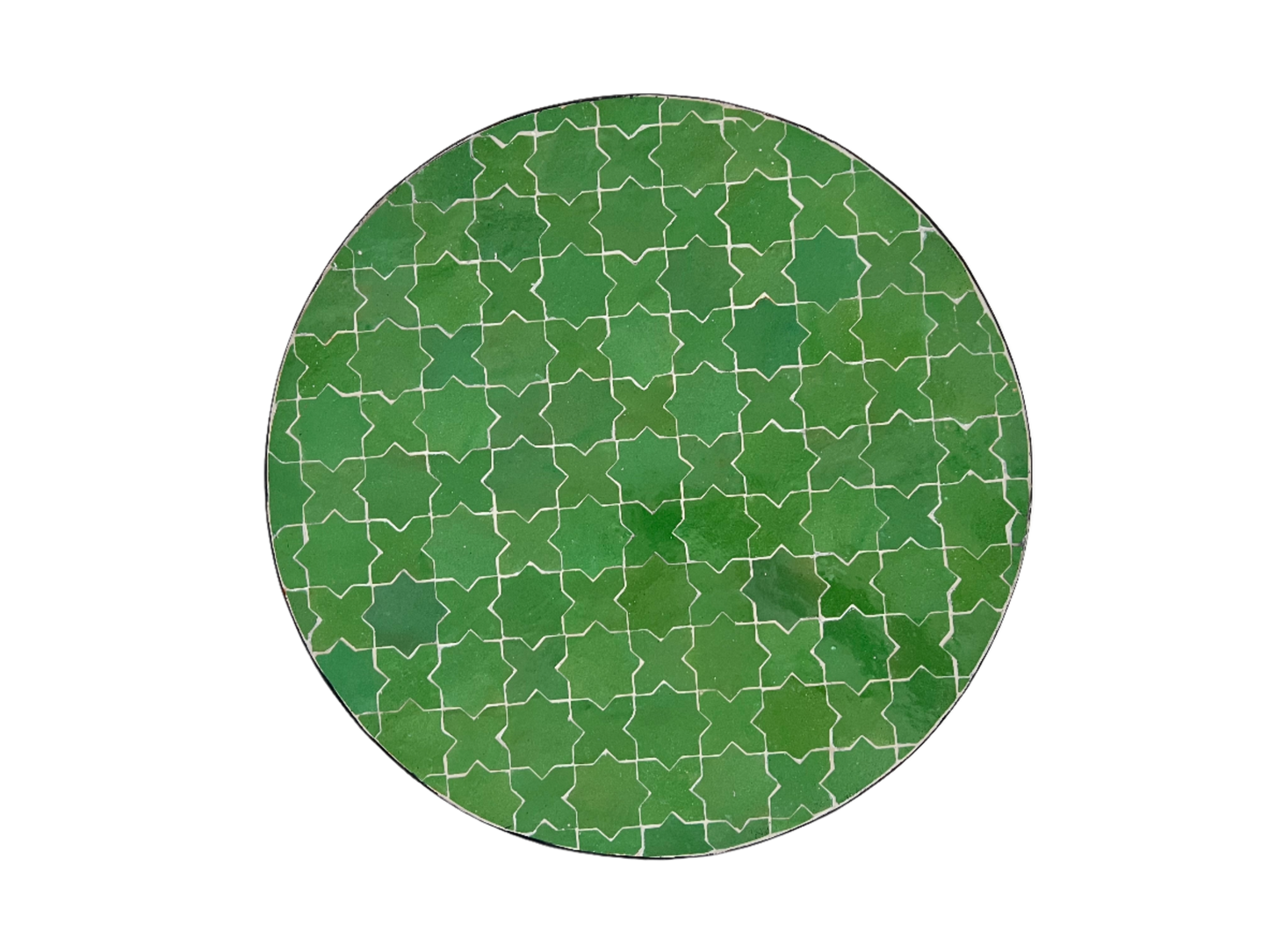 Single Leg Mosaic Table – Beautiful Round Green Table with Moroccan Traditional Custom Design – Indoor/Outdoor Coffee Table for Home Decor