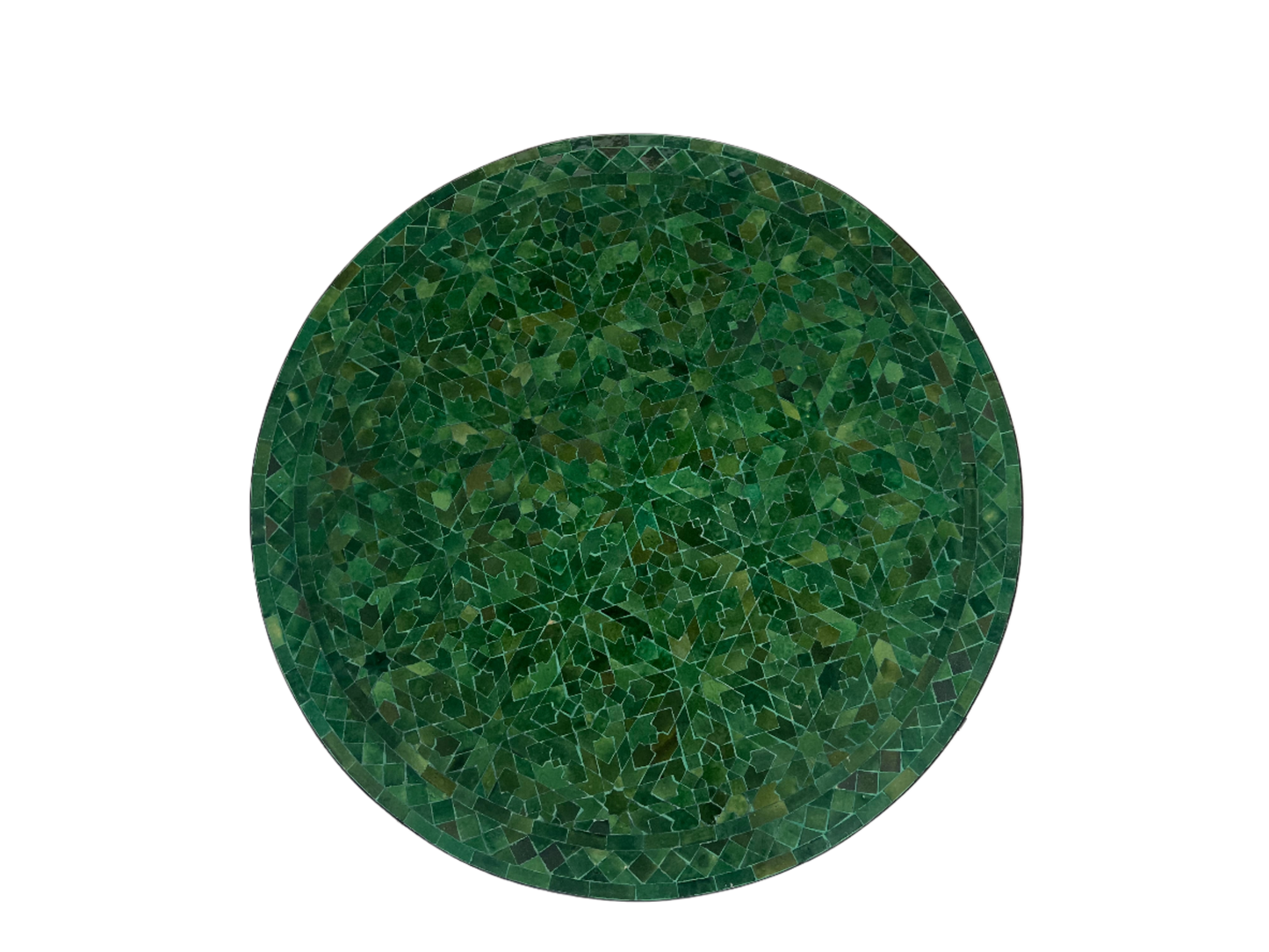 Sophisticated Mosaic Table – Handcrafted Round Green Tamegrout Table with Custom Traditional Cross Design – Luxurious Outdoor Patio Furniture