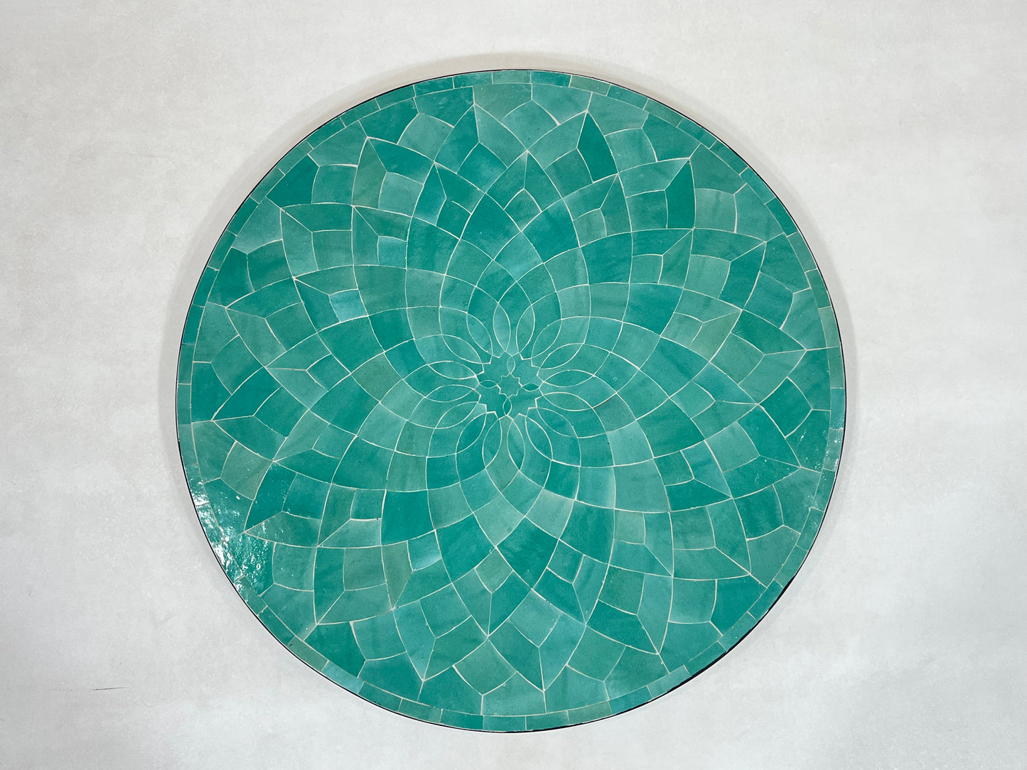 Natural Green Table - Handmade Mosaic Round Table  Unique Moroccan Zellige, Traditional Custom-Made Design, Luxurious Outdoor Side Furniture