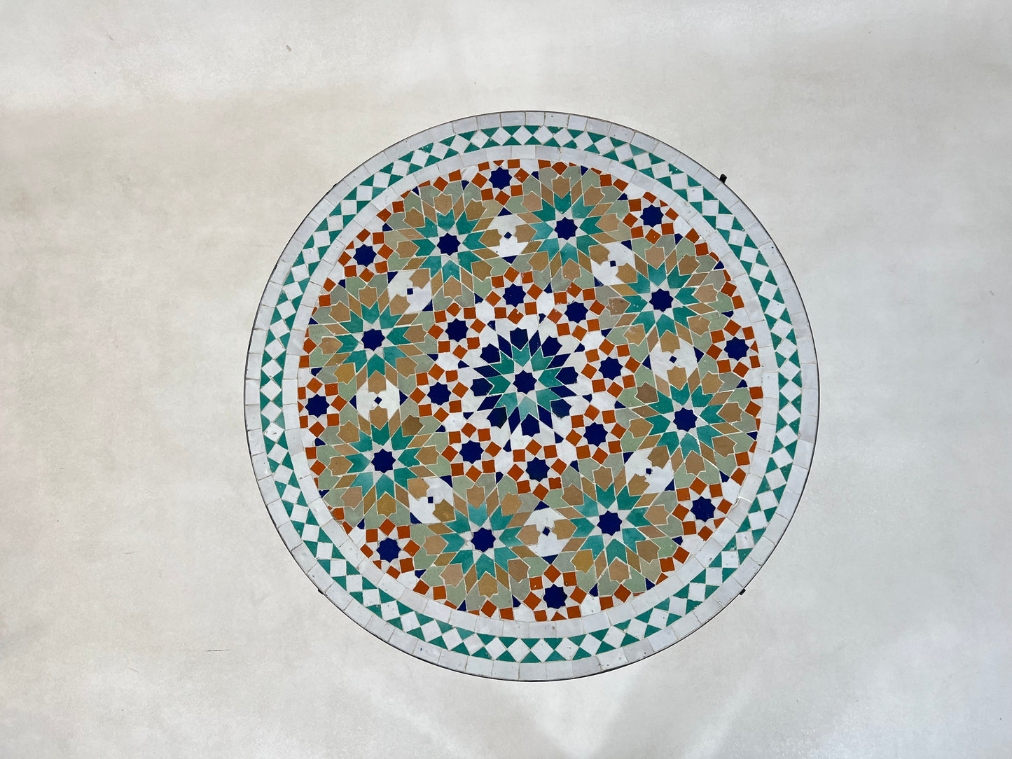 Personalizable Mosaic Table – Handcrafted Round Colorful Table with Moroccan Traditional Candle Design – Ideal for Patio and Home Furniture