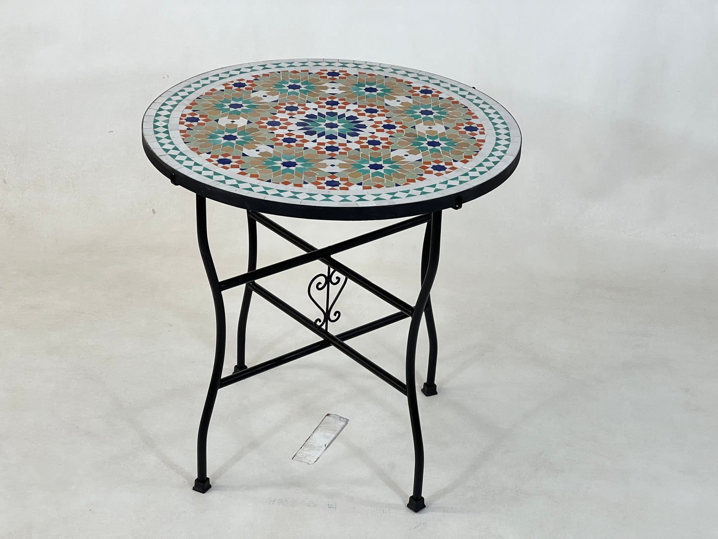 Personalizable Mosaic Table – Handcrafted Round Colorful Table with Moroccan Traditional Candle Design – Ideal for Patio and Home Furniture