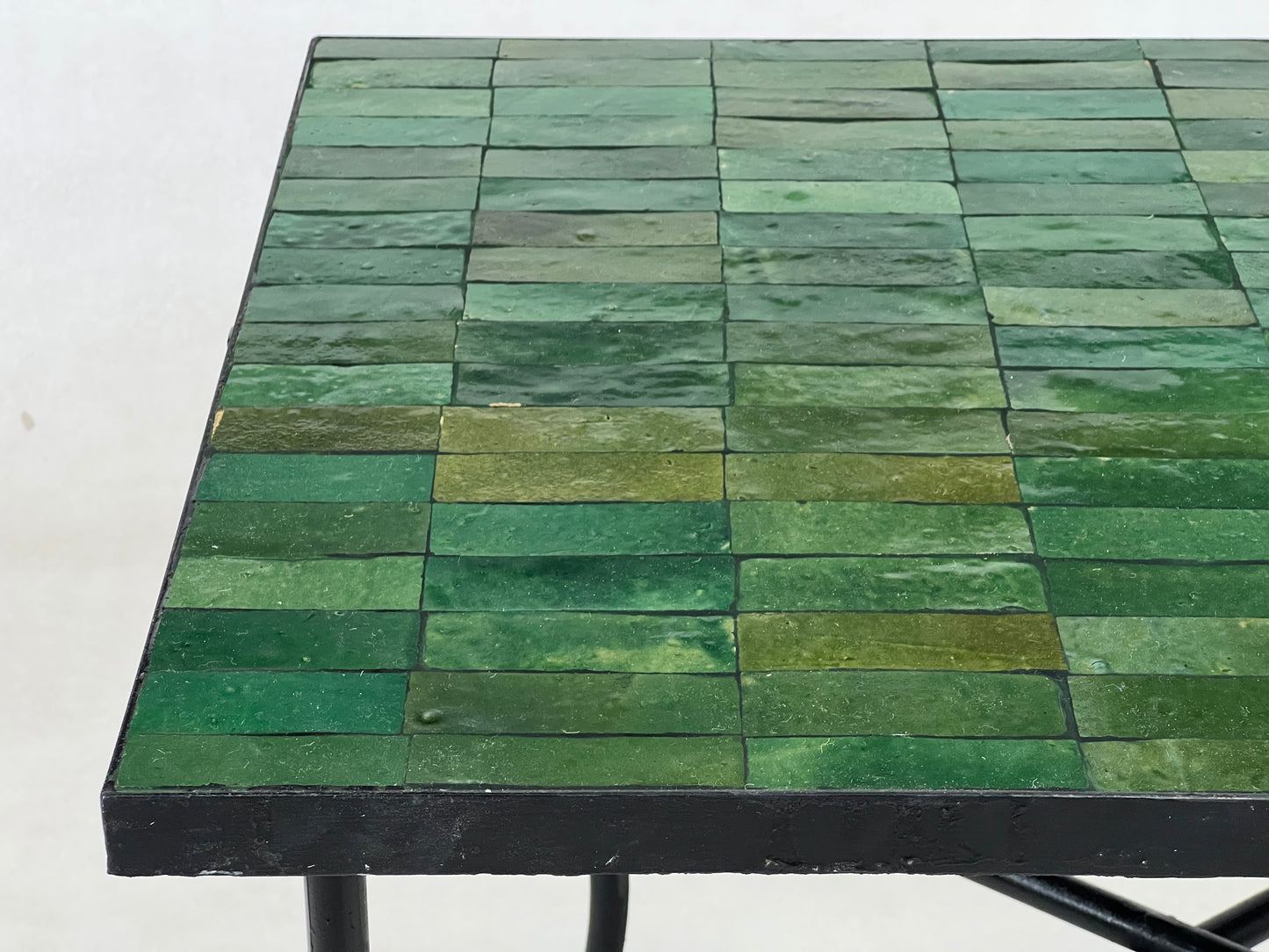 Handmade Moroccan Mosaic Table - Customizable Green Rectangular Zellije Table