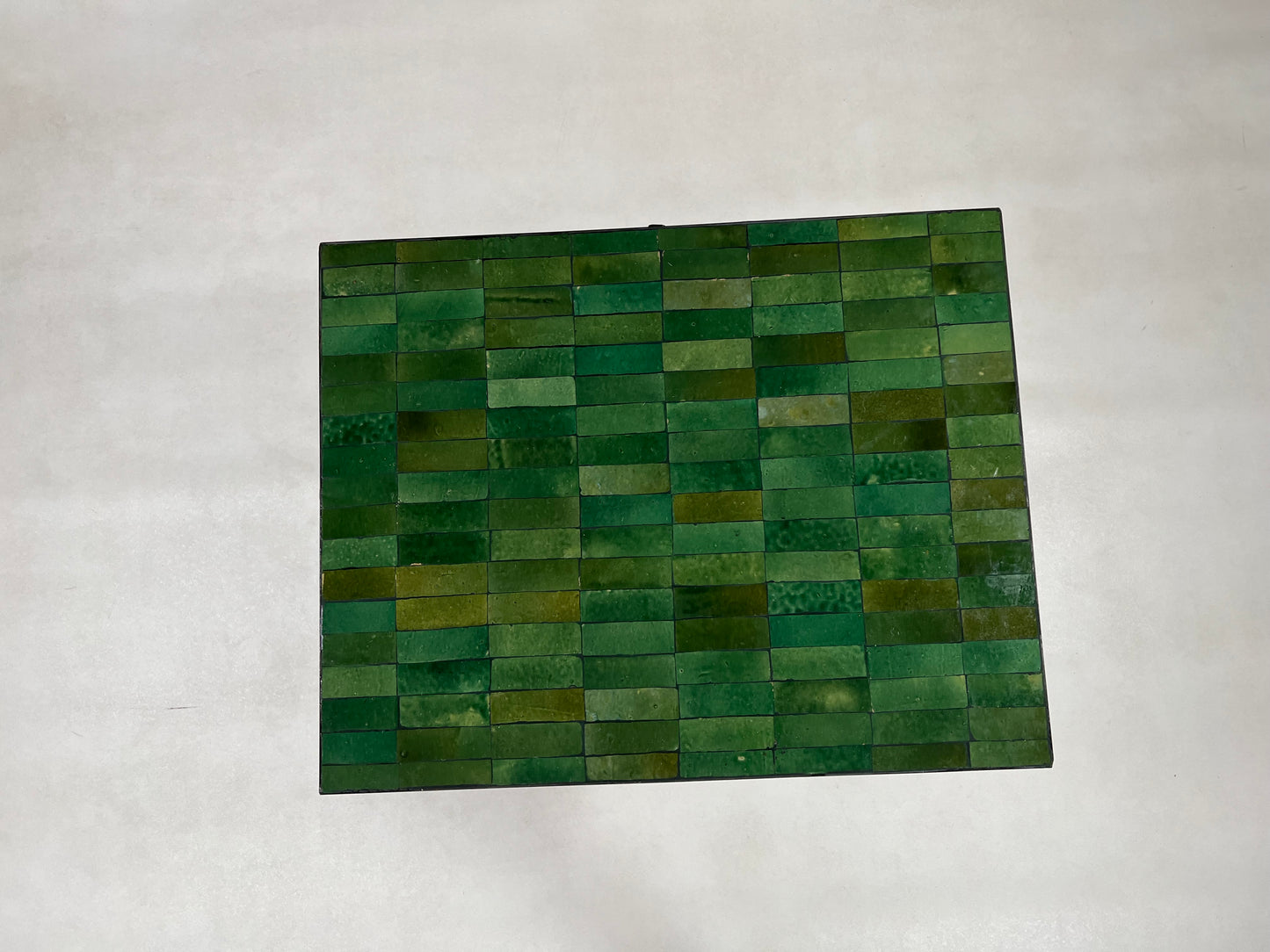 Handmade Moroccan Mosaic Table - Customizable Green Rectangular Zellije Table