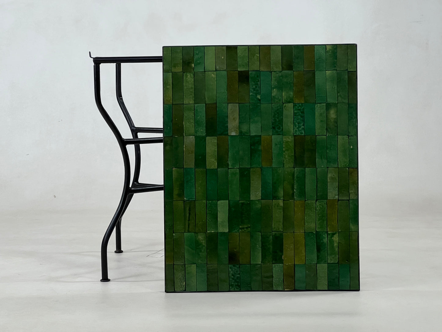 Handmade Moroccan Mosaic Table - Customizable Green Rectangular Zellije Table