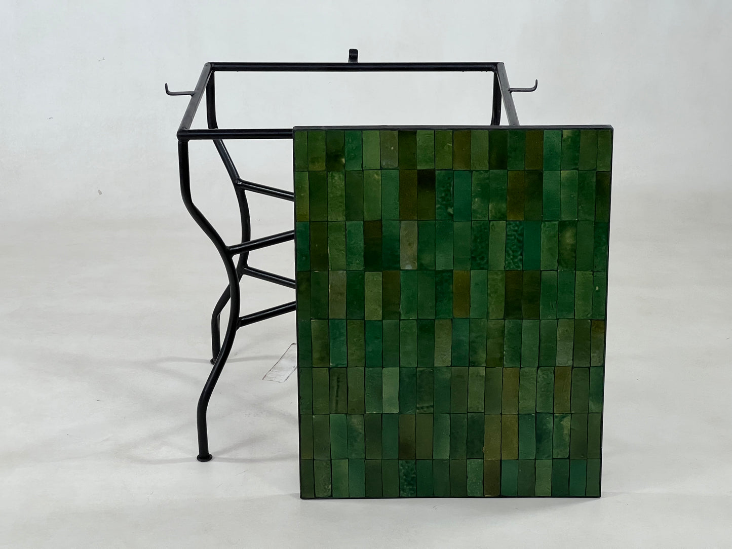 Handmade Moroccan Mosaic Table - Customizable Green Rectangular Zellije Table