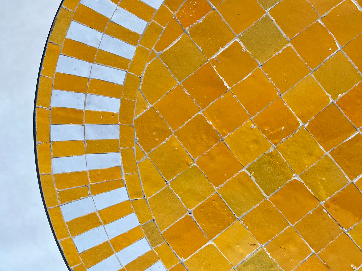 Handcrafted Orange Mosaic Table – Luxurious Round Table for Home Decor and Outdoor Patio Furniture – Elevate Your Patio