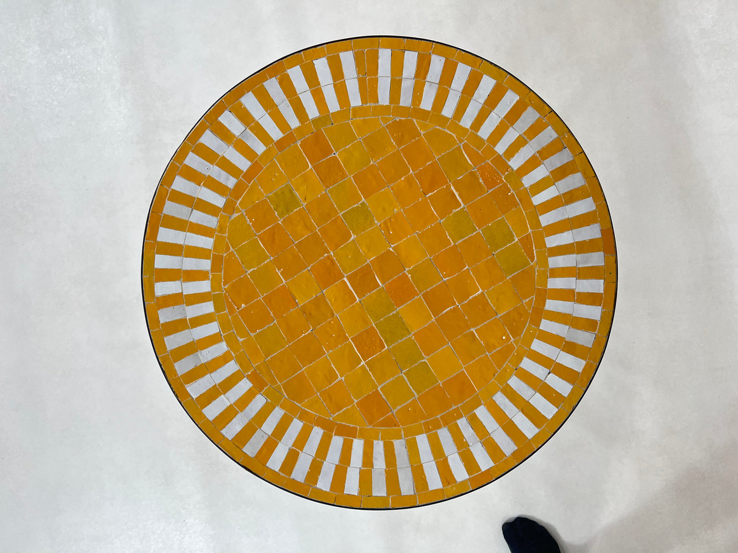 Handcrafted Orange Mosaic Table – Luxurious Round Table for Home Decor and Outdoor Patio Furniture – Elevate Your Patio