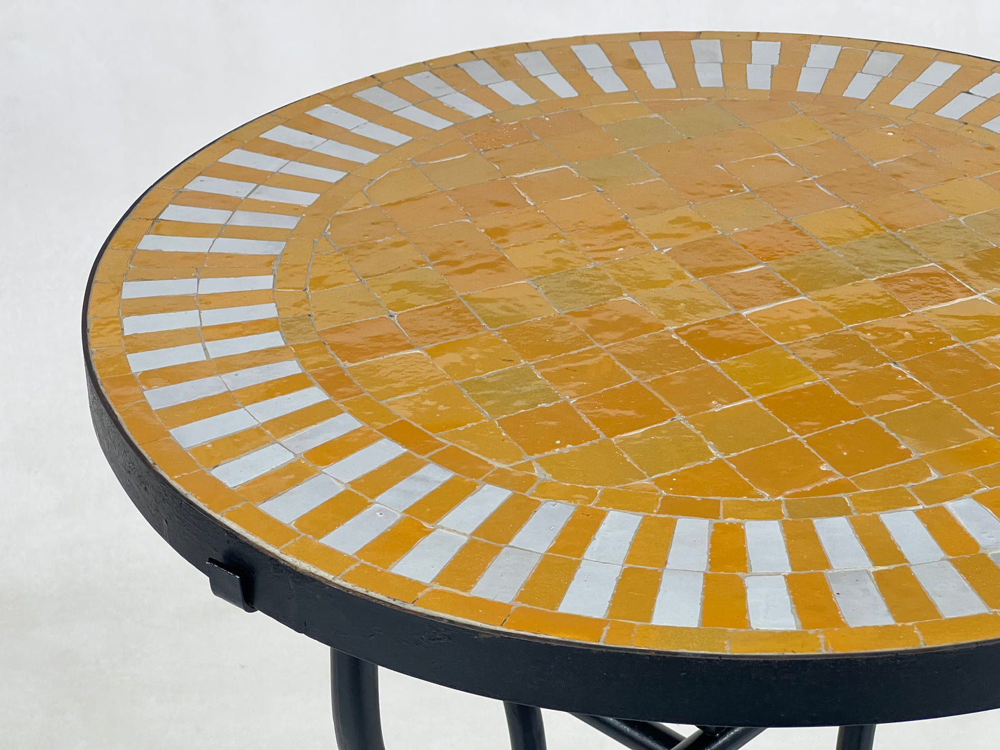 Handcrafted Orange Mosaic Table – Luxurious Round Table for Home Decor and Outdoor Patio Furniture – Elevate Your Patio