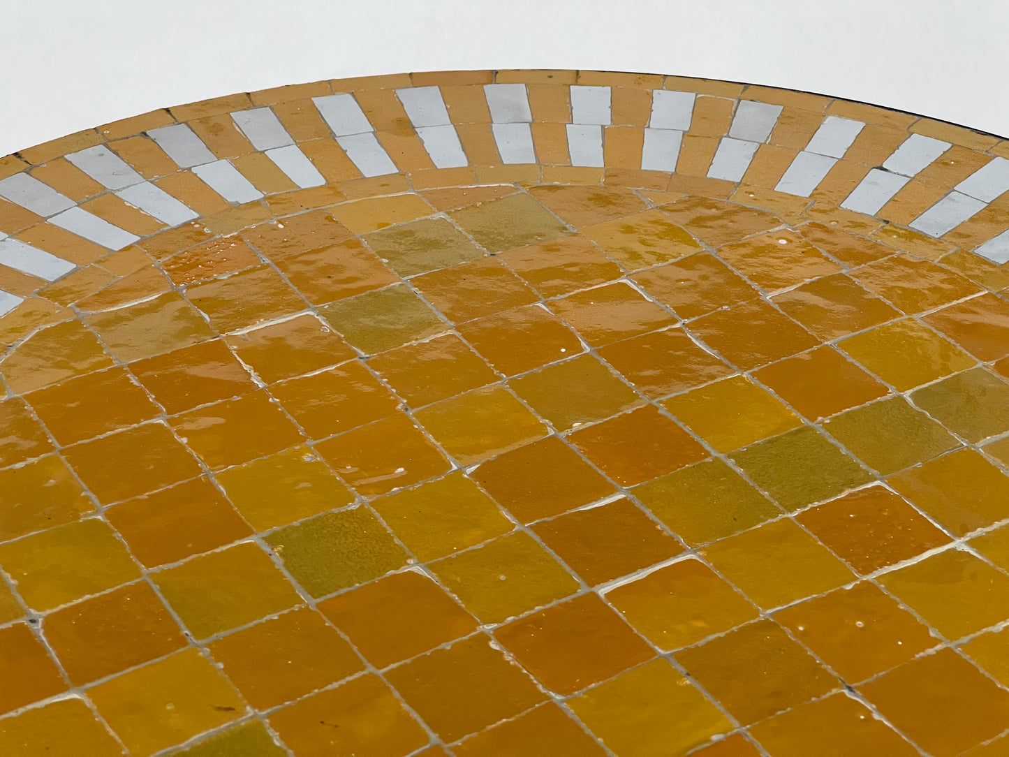 Handcrafted Orange Mosaic Table – Luxurious Round Table for Home Decor and Outdoor Patio Furniture – Elevate Your Patio