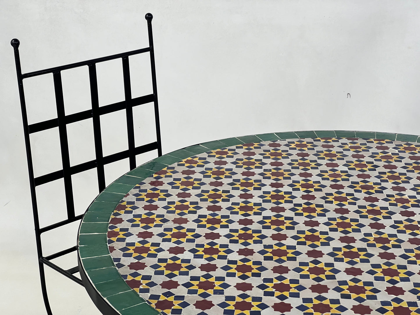 Handmade Moroccan Mosaic Table – Customizable Zellige Tile Table with Iron Base for Indoor and Outdoor Use