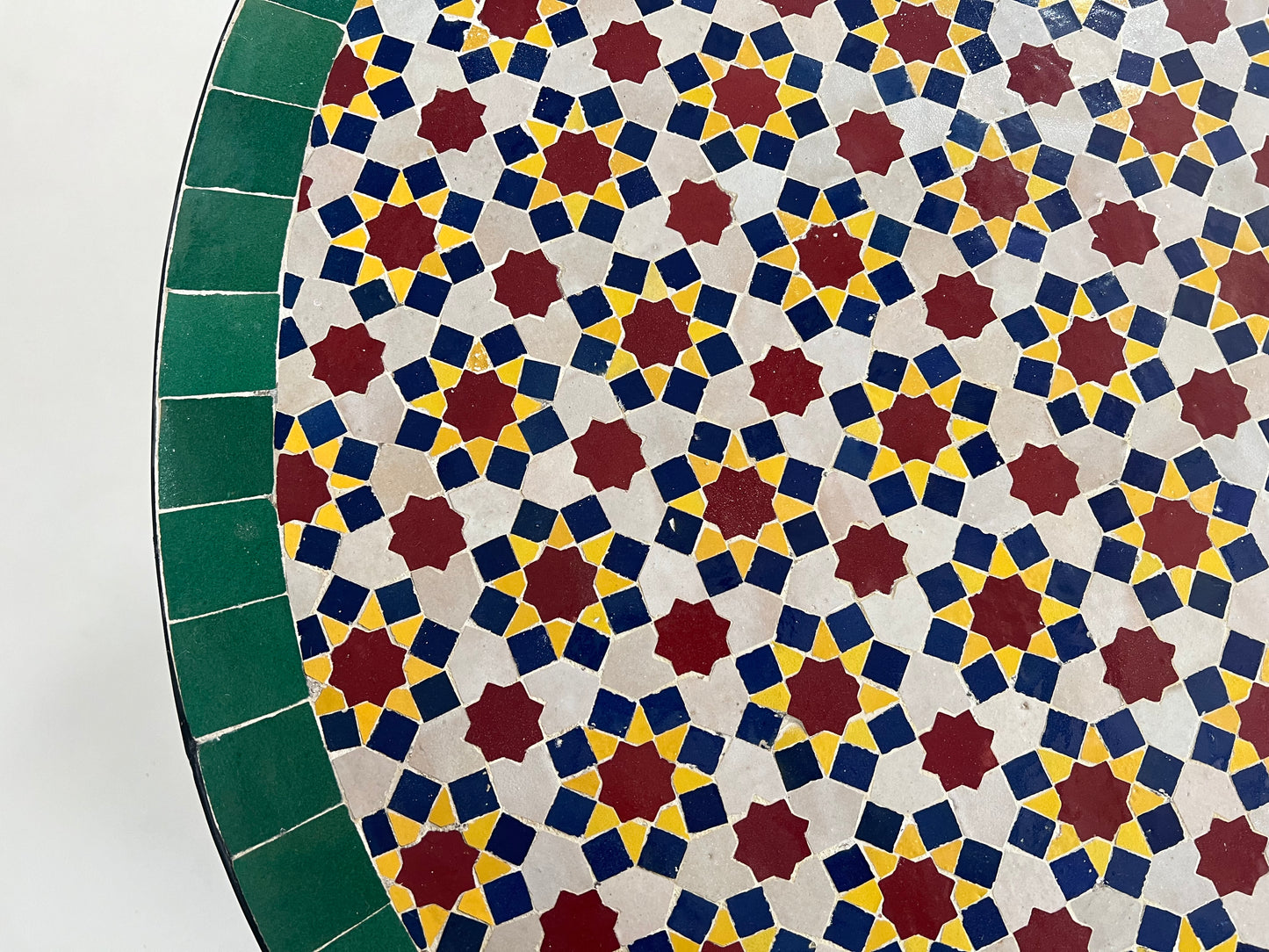 Handmade Moroccan Mosaic Table – Customizable Zellige Tile Table with Iron Base for Indoor and Outdoor Use