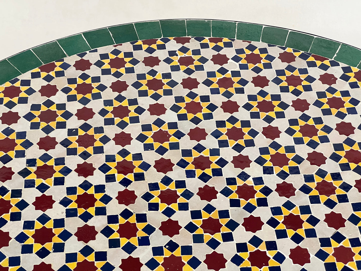 Handmade Moroccan Mosaic Table – Customizable Zellige Tile Table with Iron Base for Indoor and Outdoor Use