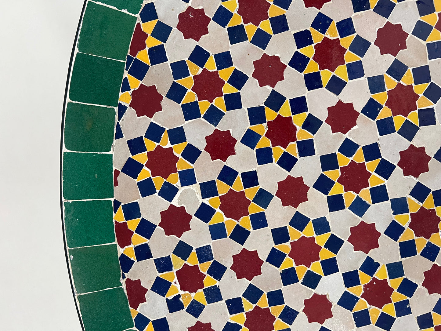 Handmade Moroccan Mosaic Table – Customizable Zellige Tile Table with Iron Base for Indoor and Outdoor Use