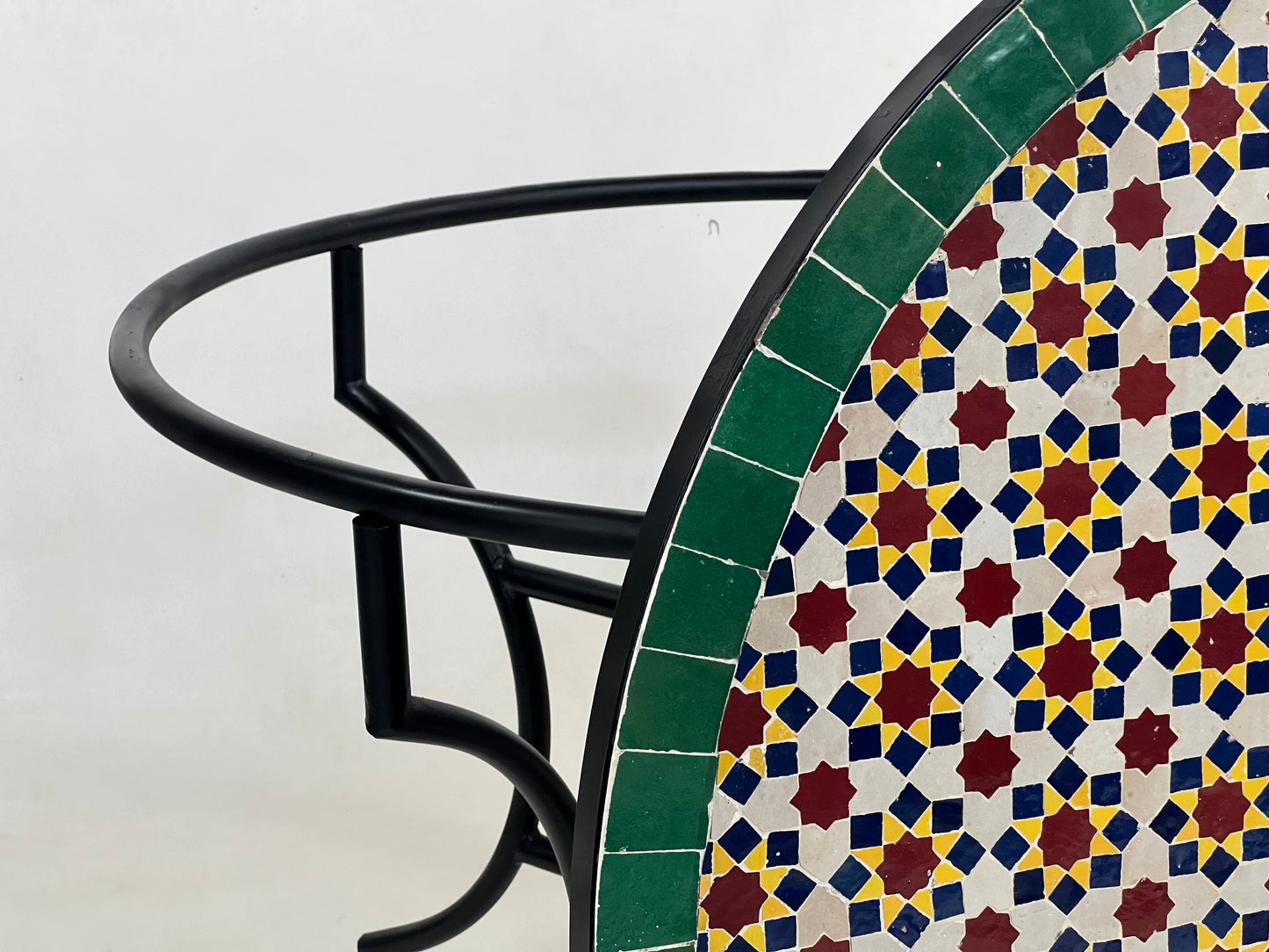 Handmade Moroccan Mosaic Table – Customizable Zellige Tile Table with Iron Base for Indoor and Outdoor Use