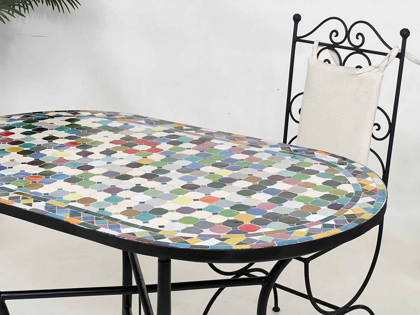 Stunning Mosaic Table – Customizable Oval Table with Traditional Moroccan Design, Luxurious Made-to-Order Colorful Patio Furniture