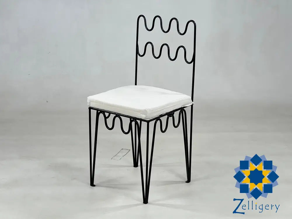 Handcrafted Moroccan Iron Stools - Elegant Wrought Chairs With Complimentary White Cushions Unique